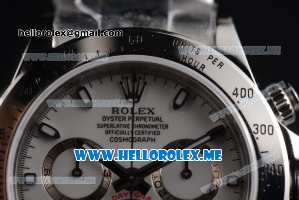 Rolex Daytona Swiss Valjoux 7750 Automatic Stainless Steel Case/Bracelet with Stick Markers and White Dial - Click Image to Close